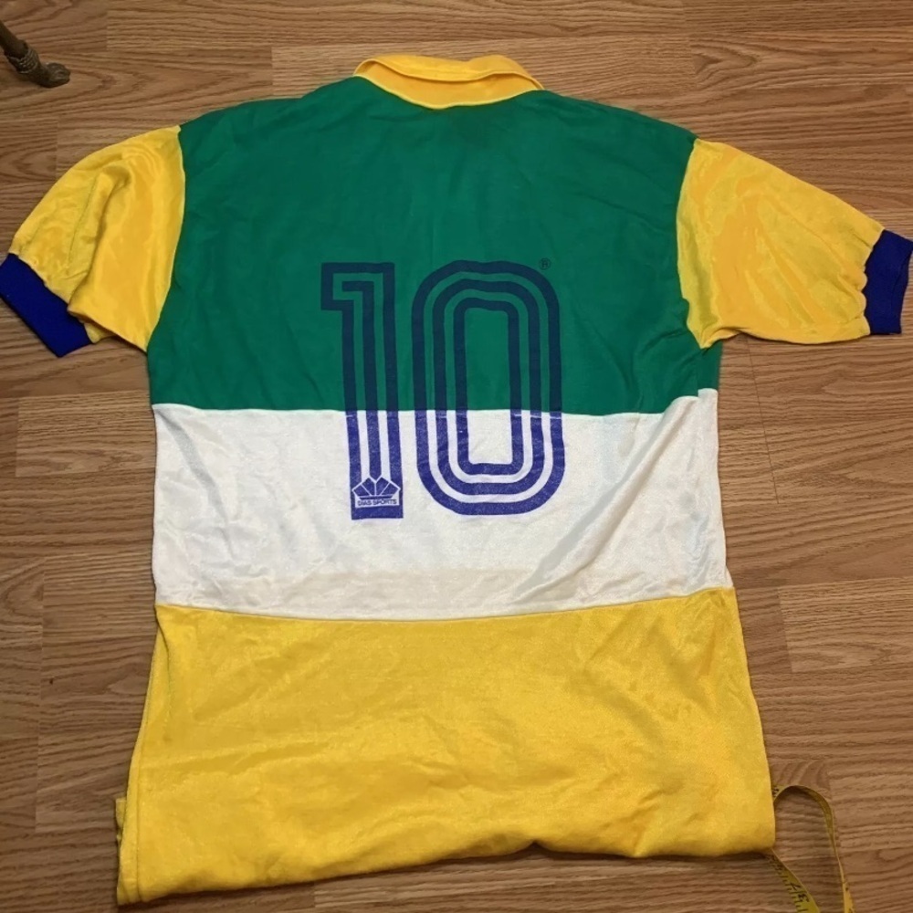 Vintage 80s CBF Brasil Brazil #10 Dias Sports Soccer Jersey Size GG/Large - Picture 2 of 10